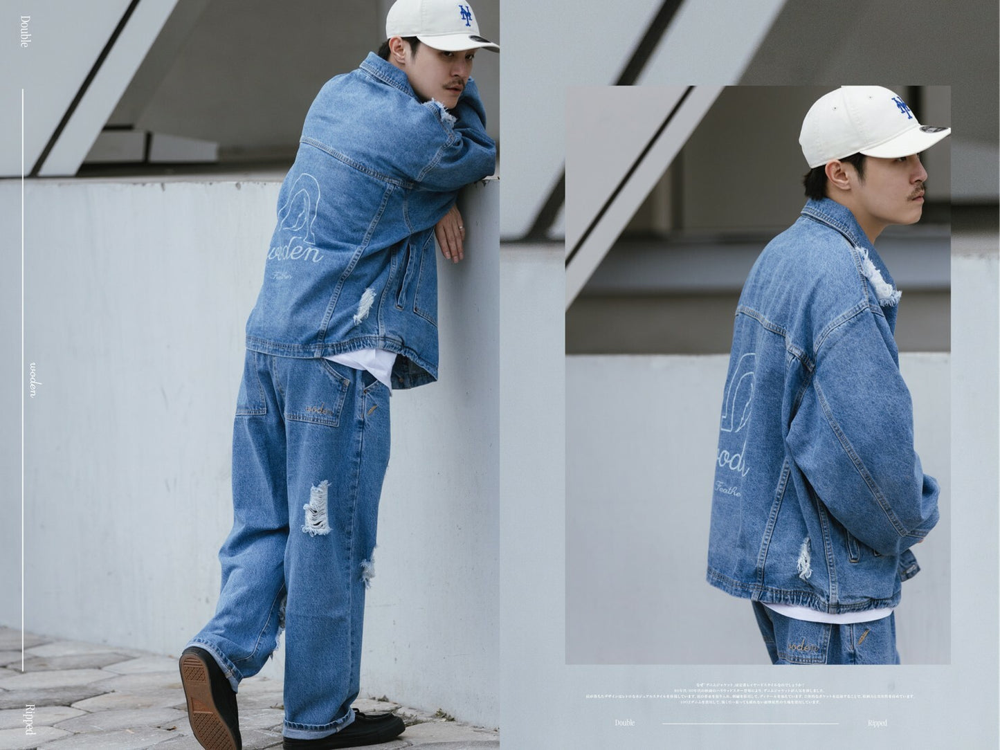 WODEN 2023-24 Autumn & Winter 008 Double Ripped Denim Jacket