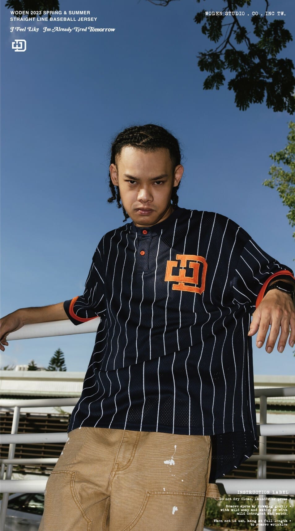 WODEN 2023 Spring & Summer 046 Straight Line Baseball Jersey
