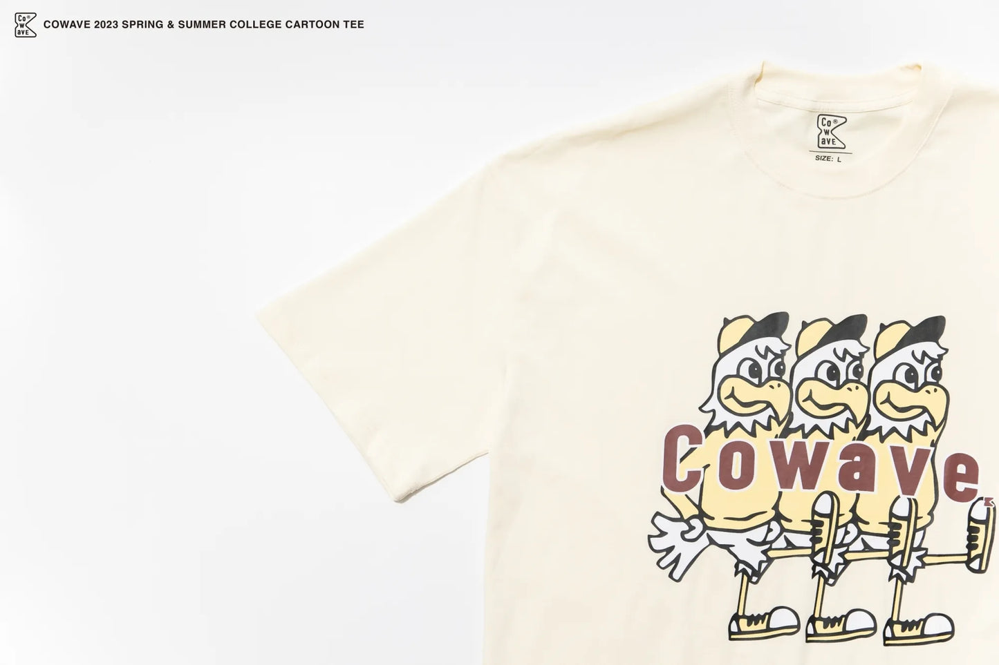 Cowave 2023 Spring & Summer College Cartoon tee 米白