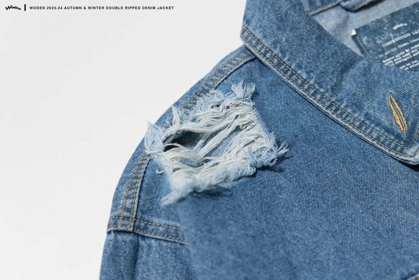 WODEN 2023-24 Autumn & Winter 008 Double Ripped Denim Jacket