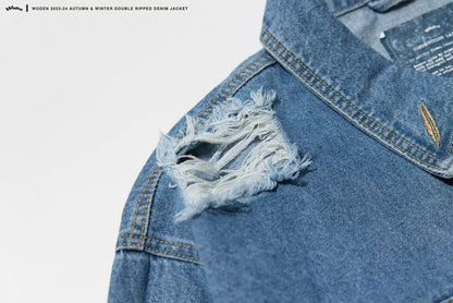 WODEN 2023-24 Autumn & Winter 008 Double Ripped Denim Jacket