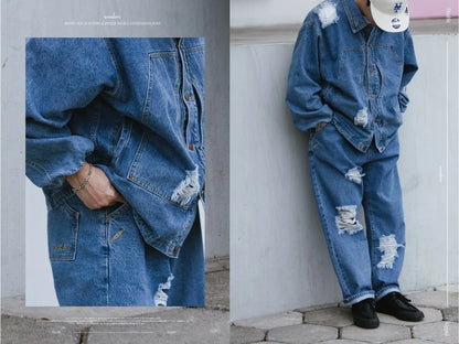 WODEN 2023-24 Autumn & Winter Double Ripped Denim Jeans