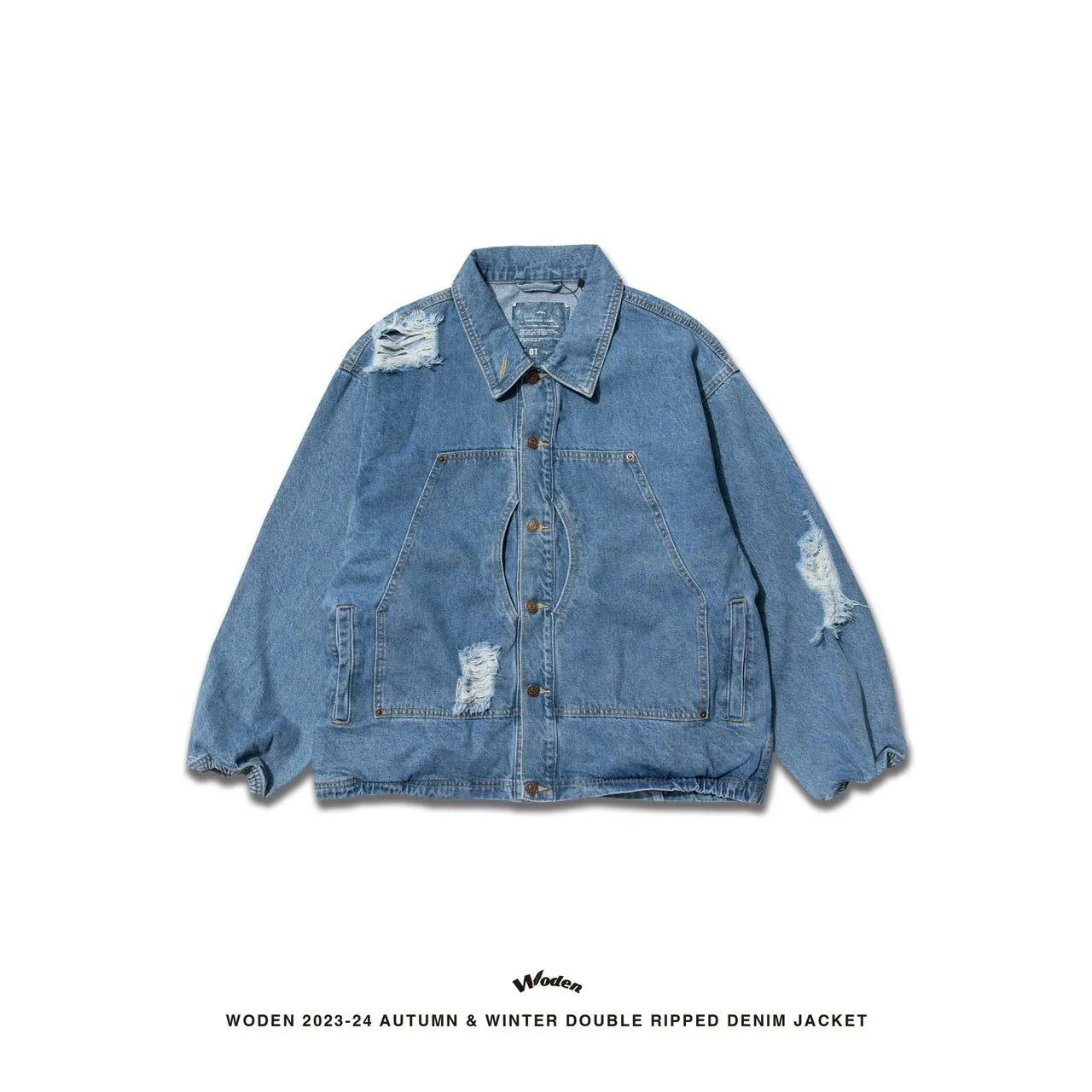 WODEN 2023-24 Autumn & Winter 008 Double Ripped Denim Jacket