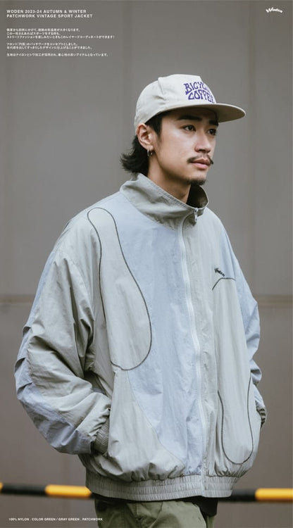 WODEN 2023-24 Autumn & Winter 001 Patchwork Vintage Sport Jacket 淺綠