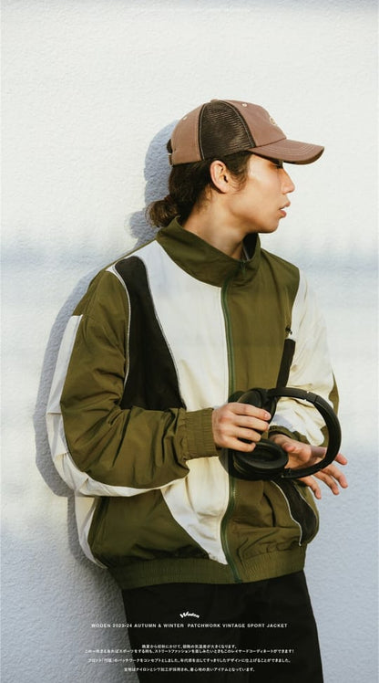 WODEN 2023-24 Autumn & Winter 001 Patchwork Vintage Sport Jacket 深綠