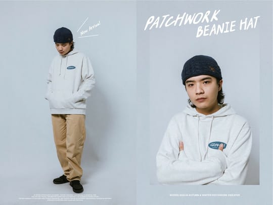 WODEN 2023-24 Autumn & Winter Patchwork Beanie Hat 藏青