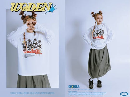 WODEN X Goodzila 033 Hand Painted L/S tee 白色