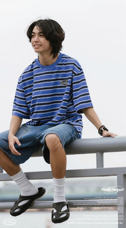 WODEN 2024 Spring & Summer 029 Wash Striped Tee