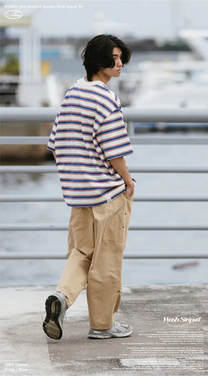 WODEN 2024 Spring & Summer 029 Wash Striped Tee
