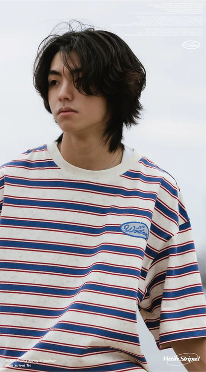 WODEN 2024 Spring & Summer 029 Wash Striped Tee