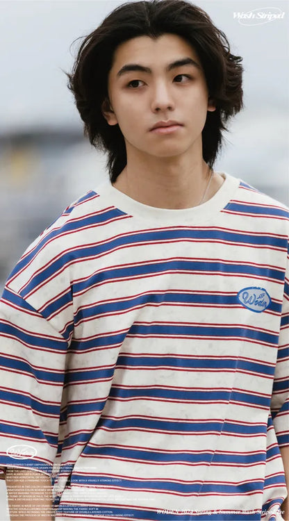 WODEN 2024 Spring & Summer 029 Wash Striped Tee