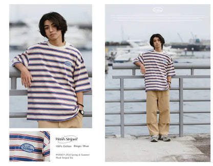 WODEN 2024 Spring & Summer 029 Wash Striped Tee
