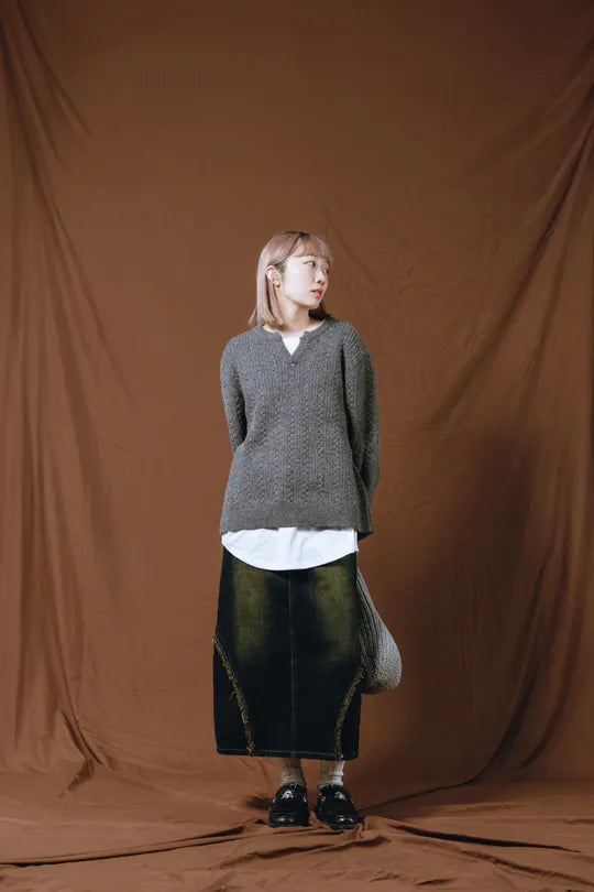 YOKO 抽鬚刷色窄裙