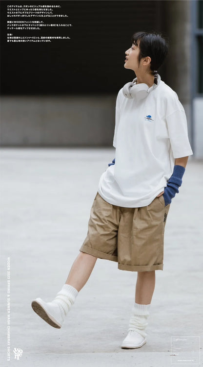 WODEN 2023 Spring & Summer Wash Chambray Shorts 卡其色