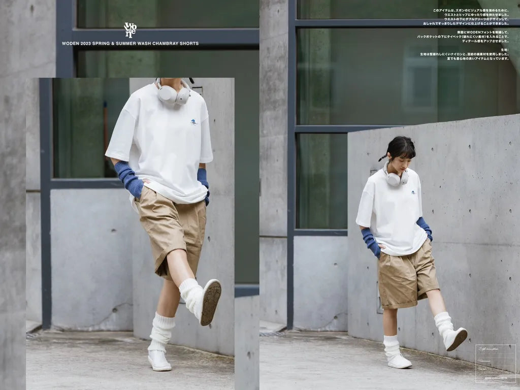 WODEN 2023 Spring & Summer Wash Chambray Shorts 卡其色