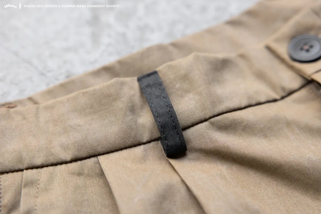 WODEN 2023 Spring & Summer Wash Chambray Shorts 卡其色