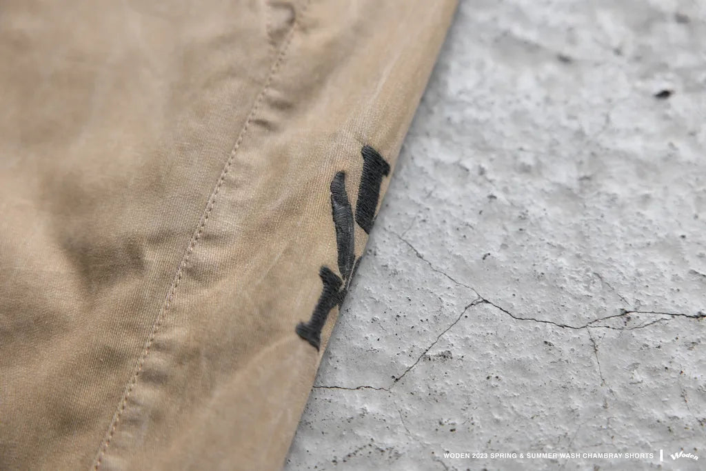 WODEN 2023 Spring & Summer Wash Chambray Shorts 卡其色