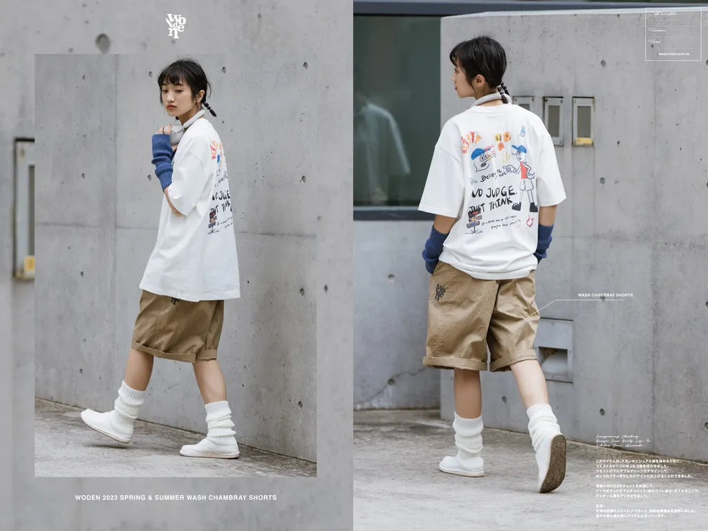 WODEN 2023 Spring & Summer Wash Chambray Shorts 卡其色