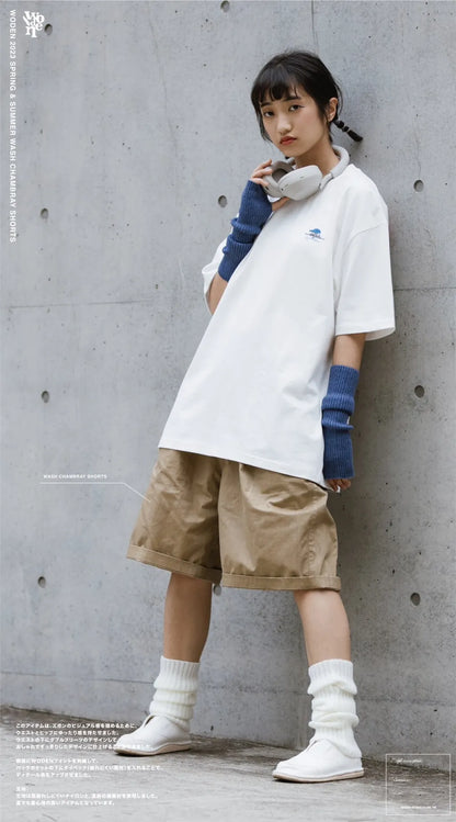 WODEN 2023 Spring & Summer Wash Chambray Shorts 卡其色