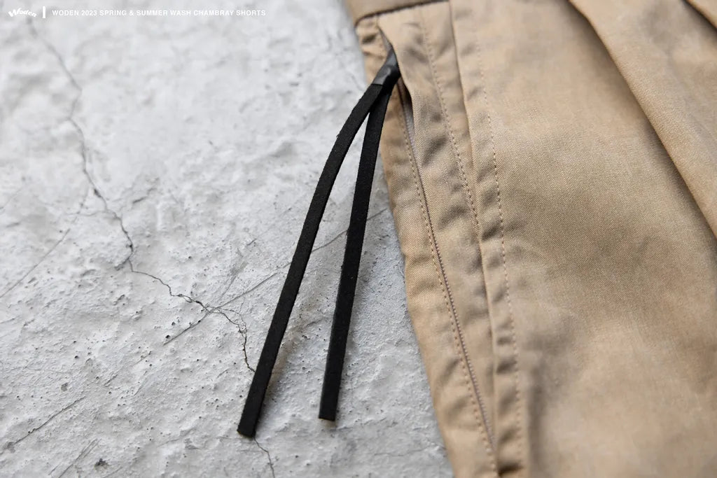WODEN 2023 Spring & Summer Wash Chambray Shorts 卡其色