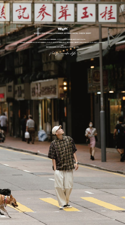 WODEN 2023 Spring & Summer 028 Asymmetrical Check Shirt