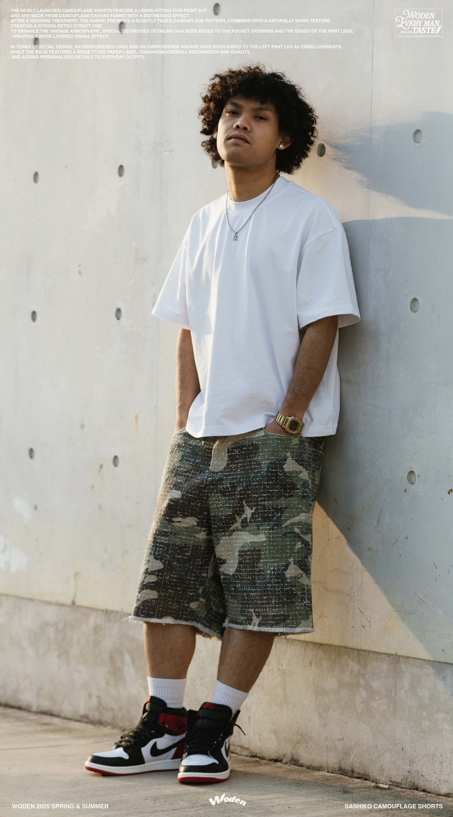WODEN 2025 Spring & Summer 031 Sashiko Camouflage Shorts