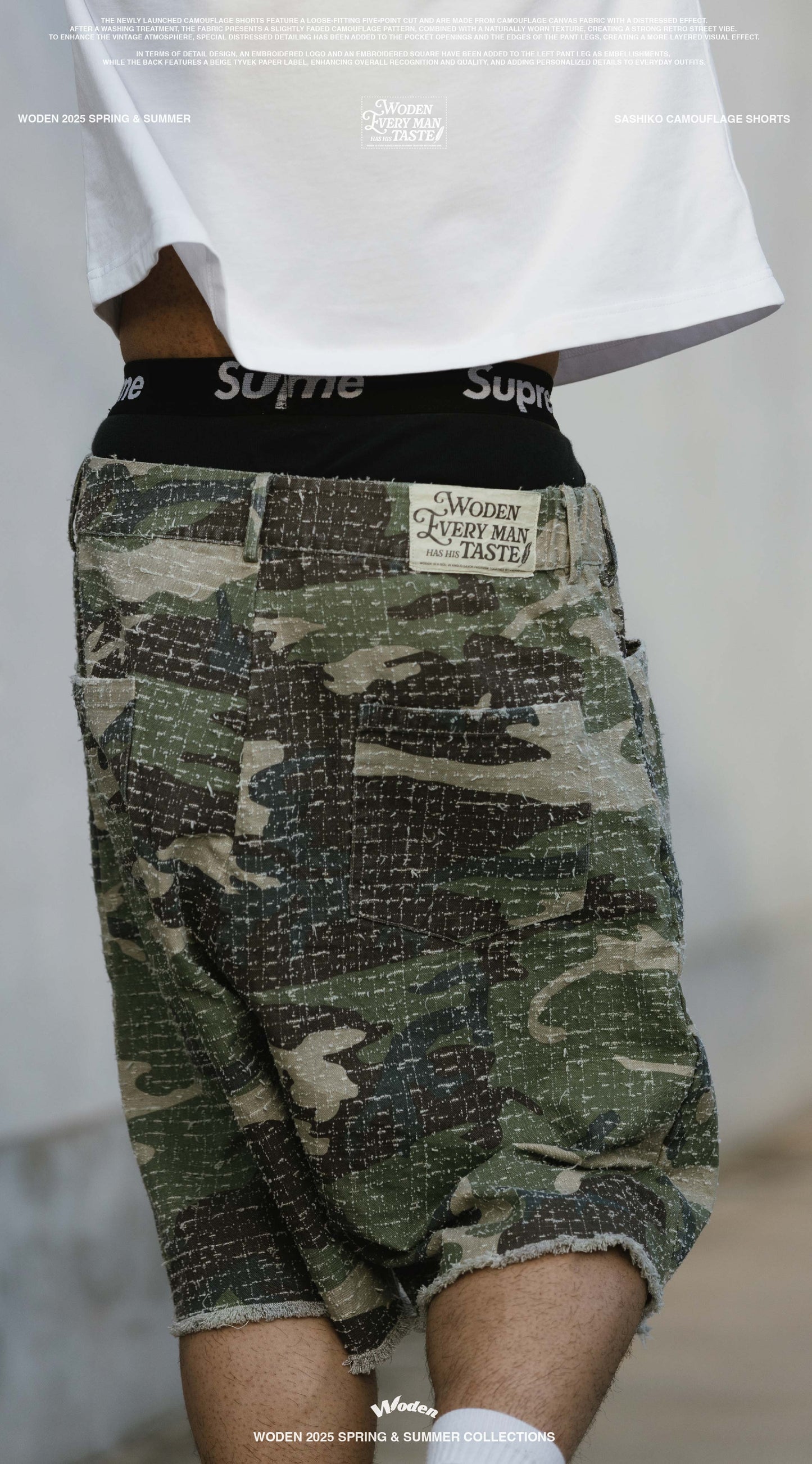 WODEN 2025 Spring & Summer 031 Sashiko Camouflage Shorts