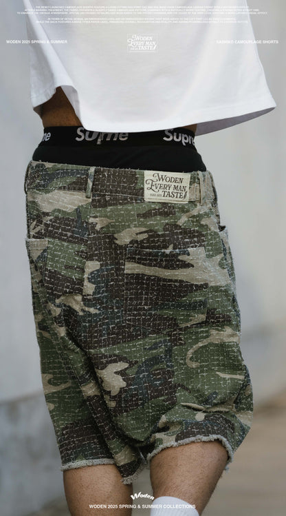 WODEN 2025 Spring & Summer 031 Sashiko Camouflage Shorts