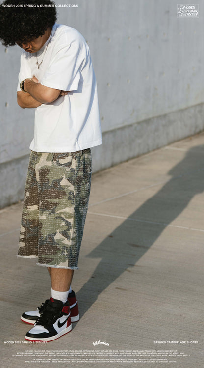 WODEN 2025 Spring & Summer 031 Sashiko Camouflage Shorts
