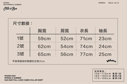 WODEN 2024 Spring & Summer KAO Bar Full LOGO CABIN Collar shirt