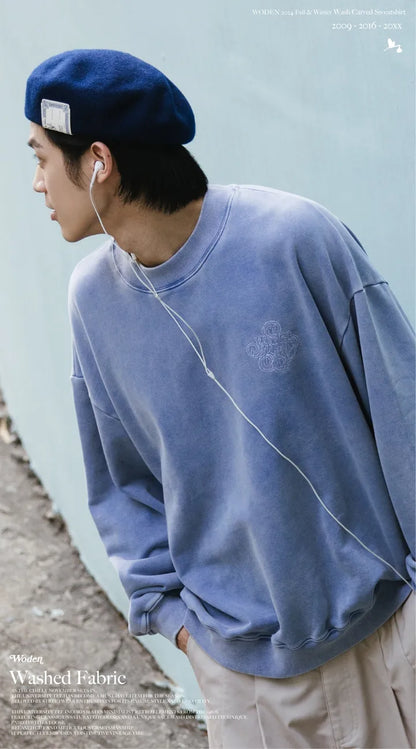 WODEN 2024 Fall & Winter 027 Wash Carved Sweatshirt