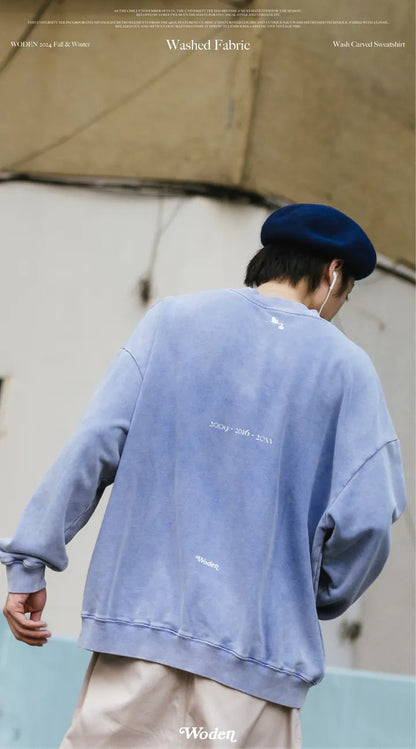 WODEN 2024 Fall & Winter 027 Wash Carved Sweatshirt