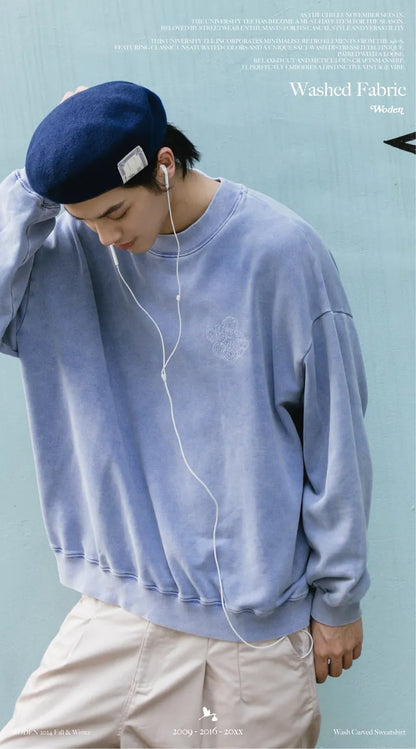 WODEN 2024 Fall & Winter 027 Wash Carved Sweatshirt