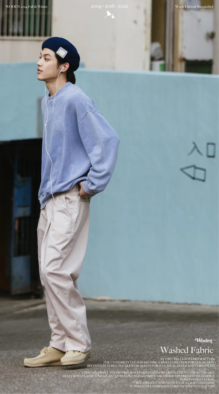 WODEN 2024 Fall & Winter 027 Wash Carved Sweatshirt
