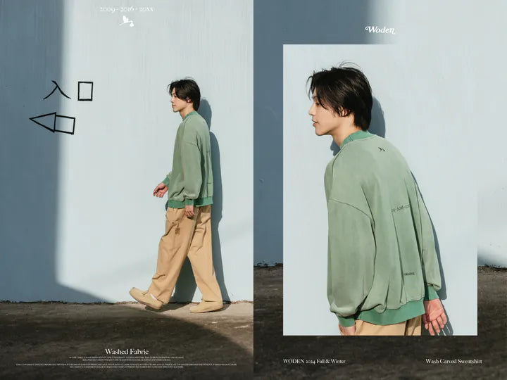 WODEN 2024 Fall & Winter 027 Wash Carved Sweatshirt