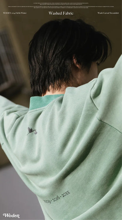 WODEN 2024 Fall & Winter 027 Wash Carved Sweatshirt