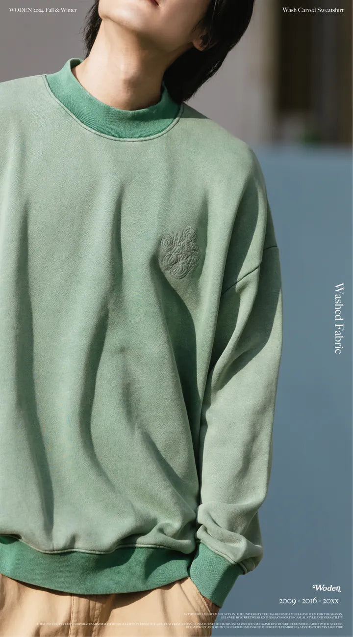 WODEN 2024 Fall & Winter 027 Wash Carved Sweatshirt