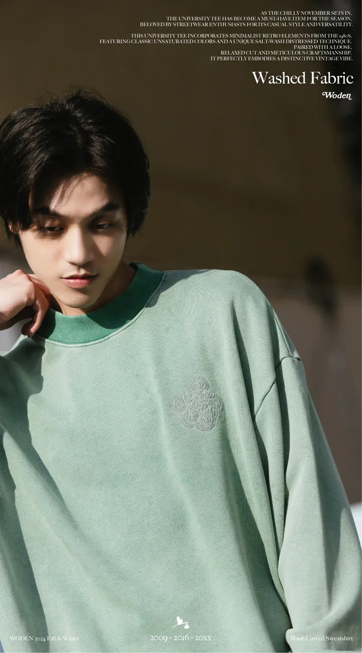 WODEN 2024 Fall & Winter 027 Wash Carved Sweatshirt