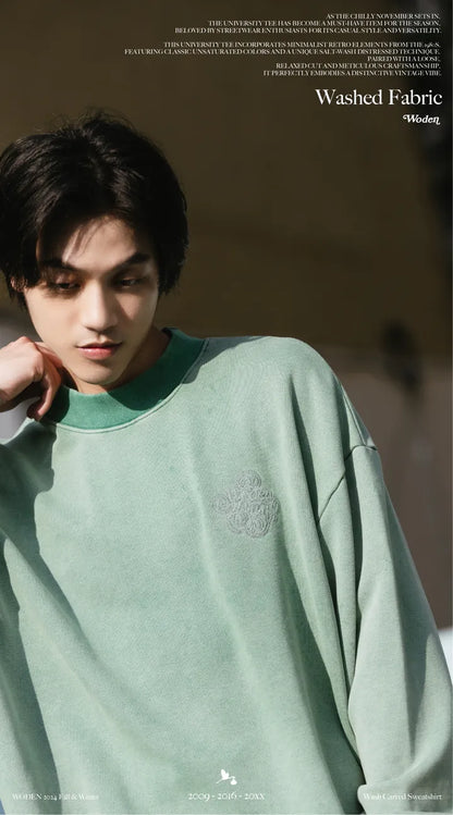 WODEN 2024 Fall & Winter 027 Wash Carved Sweatshirt