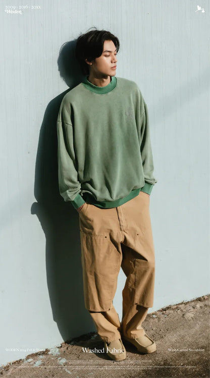 WODEN 2024 Fall & Winter 027 Wash Carved Sweatshirt