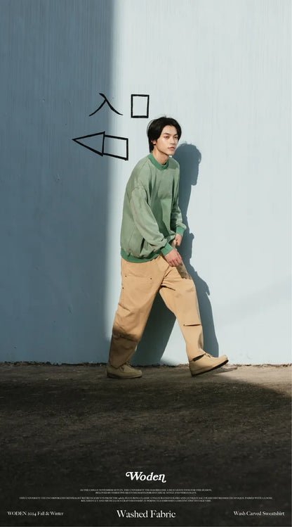WODEN 2024 Fall & Winter 027 Wash Carved Sweatshirt