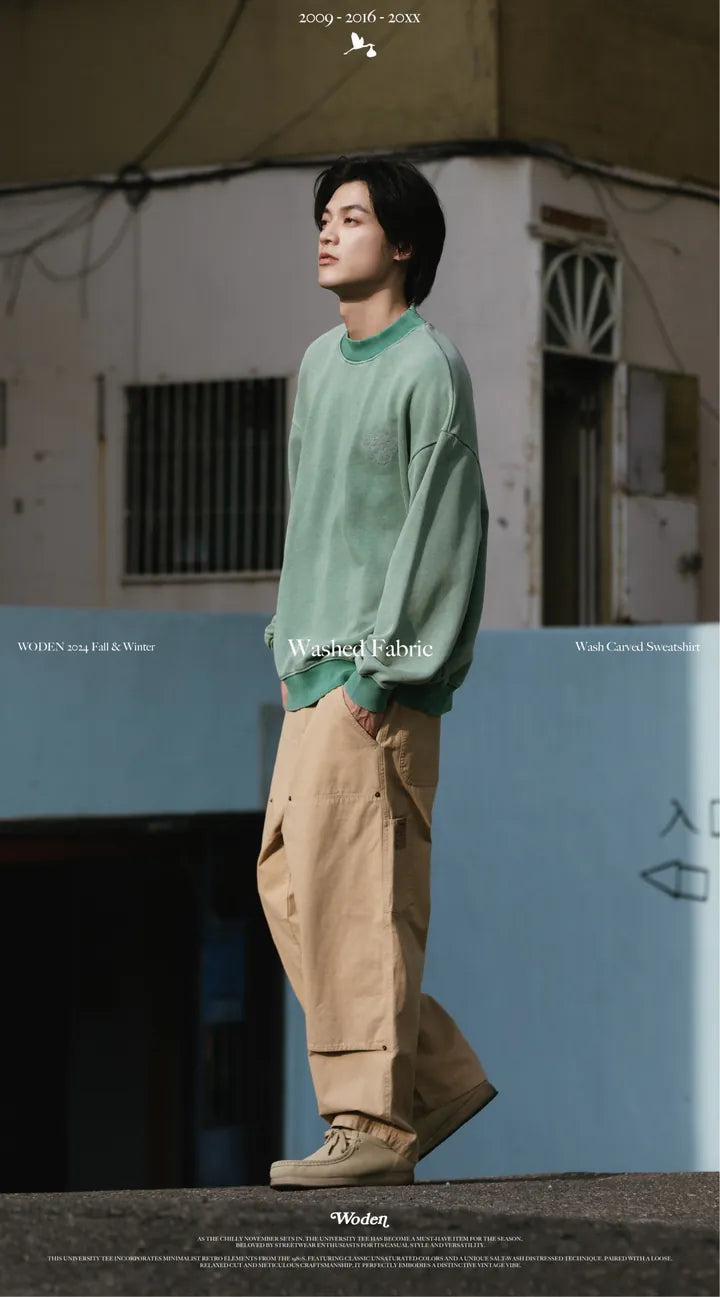 WODEN 2024 Fall & Winter 027 Wash Carved Sweatshirt