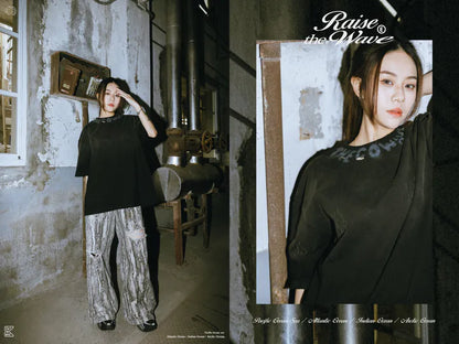 COWAVE 2025 Spring & Summer Neckline Printing Tee