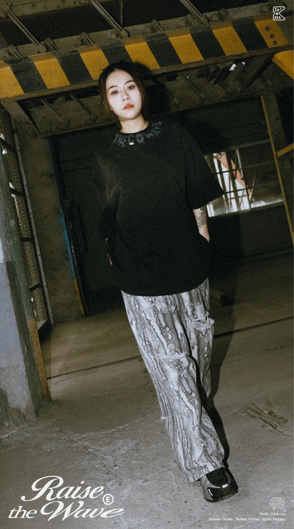 COWAVE 2025 Spring & Summer Neckline Printing Tee