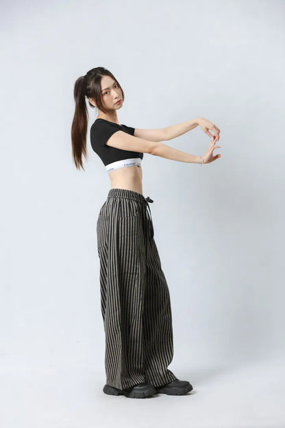 YOKO 寬鬆條紋長褲