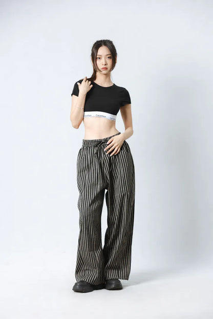 YOKO 寬鬆條紋長褲