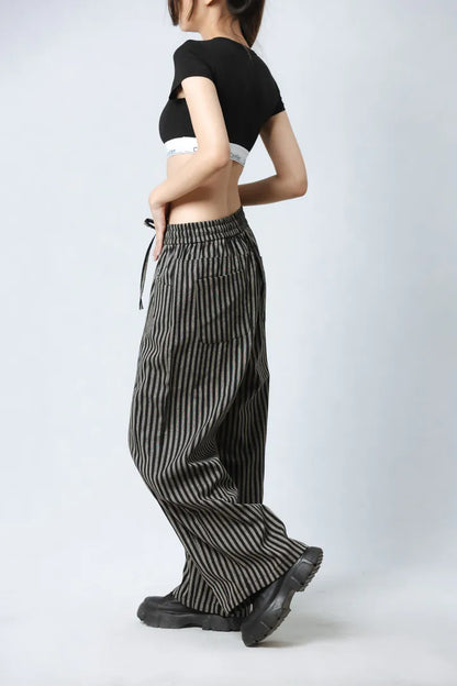 YOKO 寬鬆條紋長褲