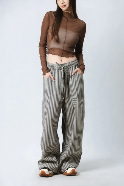 YOKO 寬鬆條紋長褲