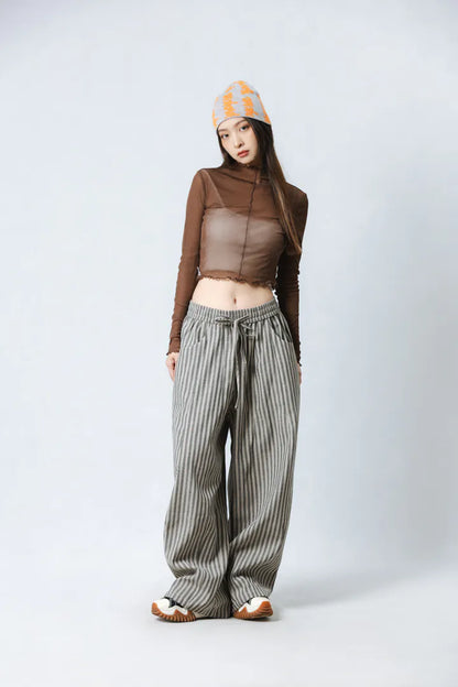 YOKO 寬鬆條紋長褲