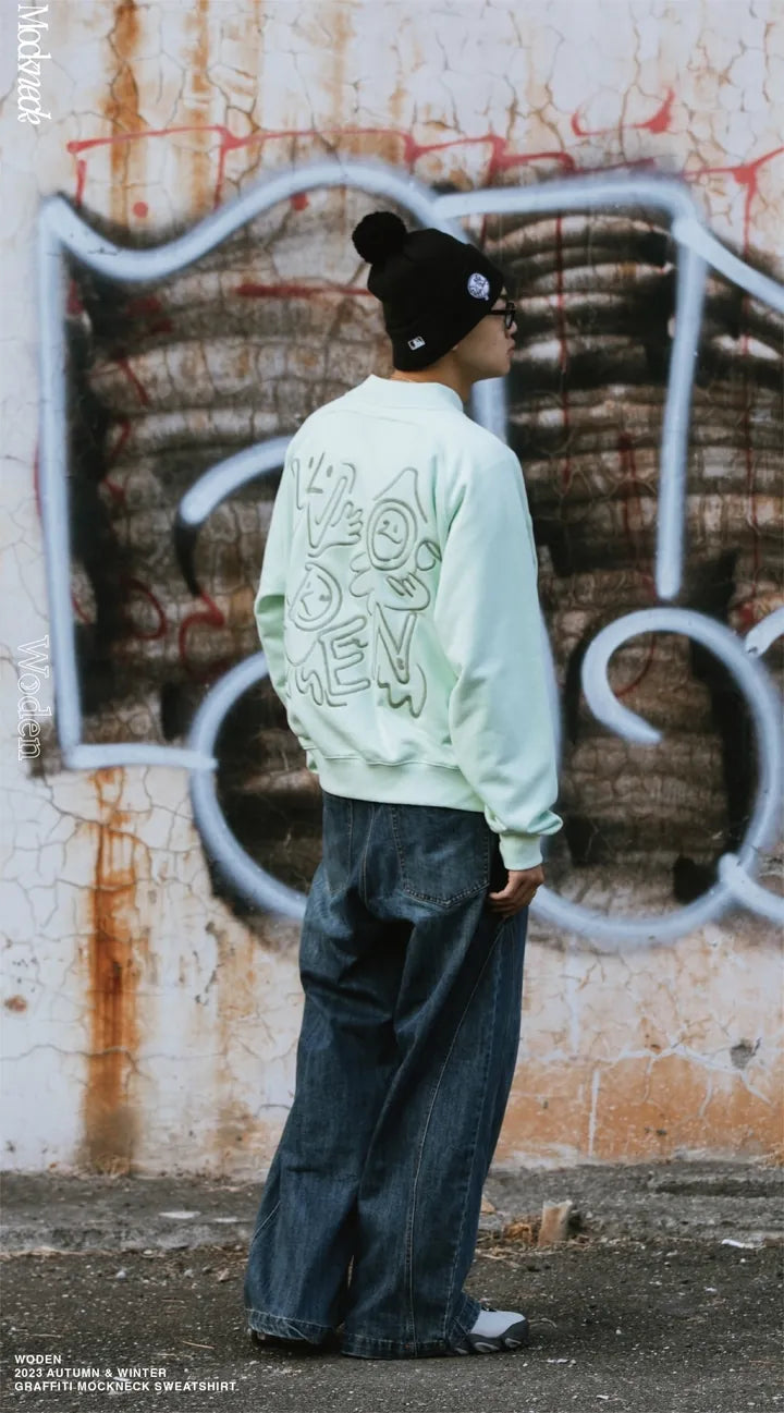 WODEN 2023 Autumn & Winter Graffiti Mockneck Sweatshirt